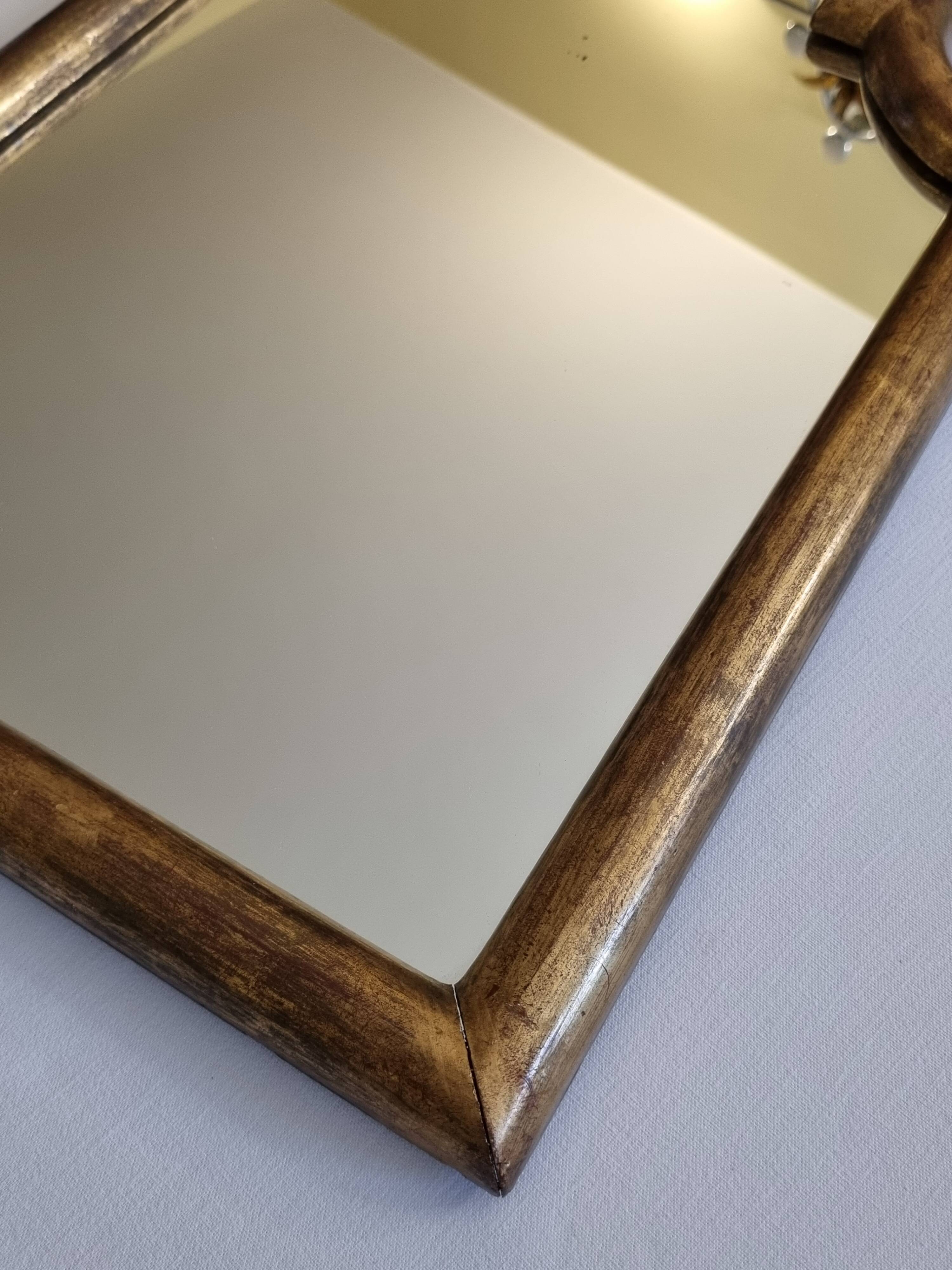 Stucco and wood fireplace mirror 53x38 cm