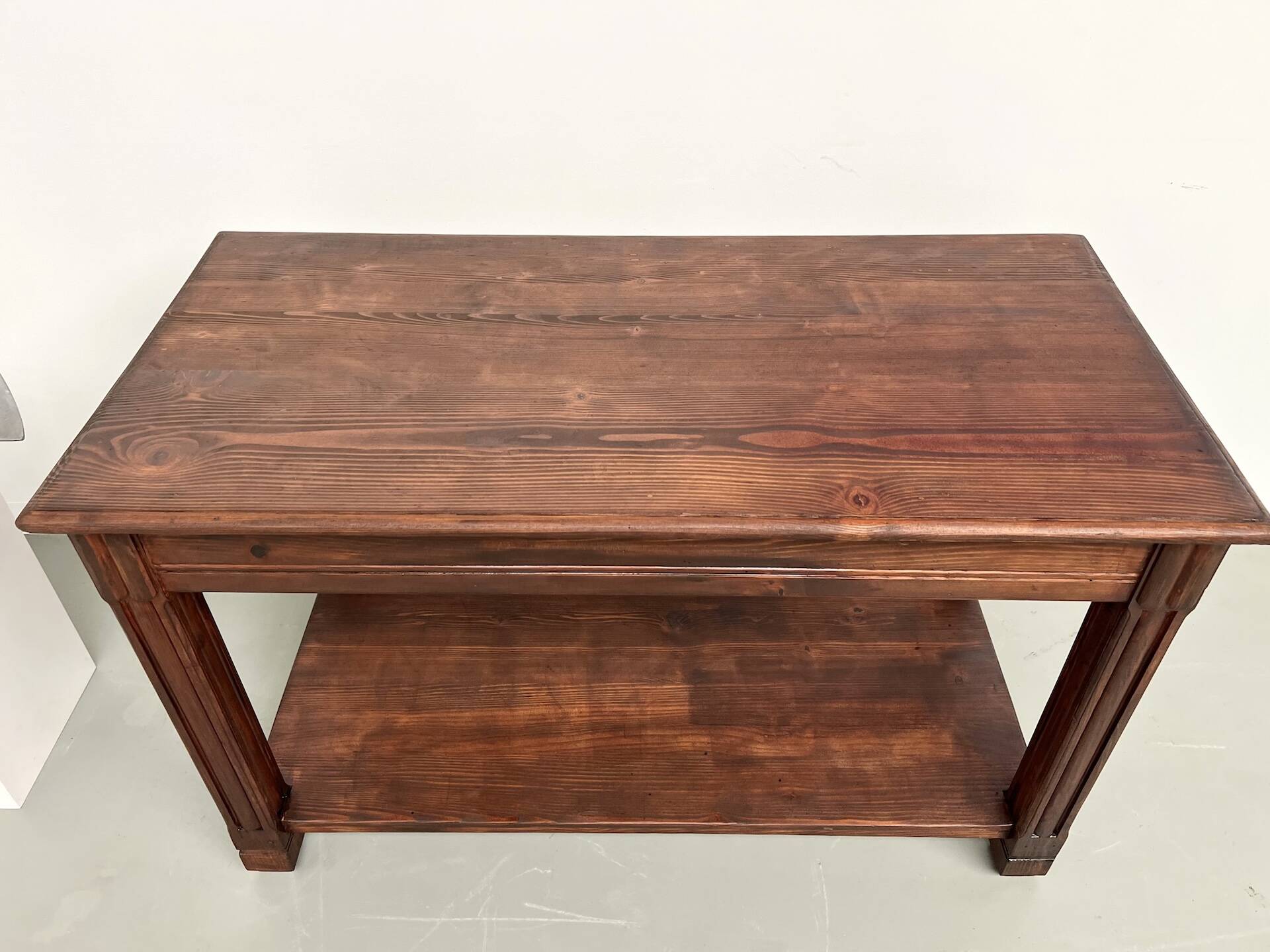 Small pine drapery table from the 1950s
