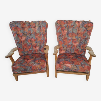 2 Guillerme and Chambron armchairs, Grand Repos model