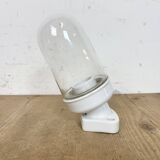 Applique murale vintage en porcelaine blanche avec verre transparent, années 1960