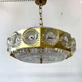 Crystal pendant lamp, designed by Carl Fagerlund, Sweden 1960s, vntg, mid-c modern