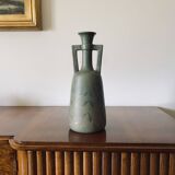 Art Deco green iridescent vase, Montieres France 1930s