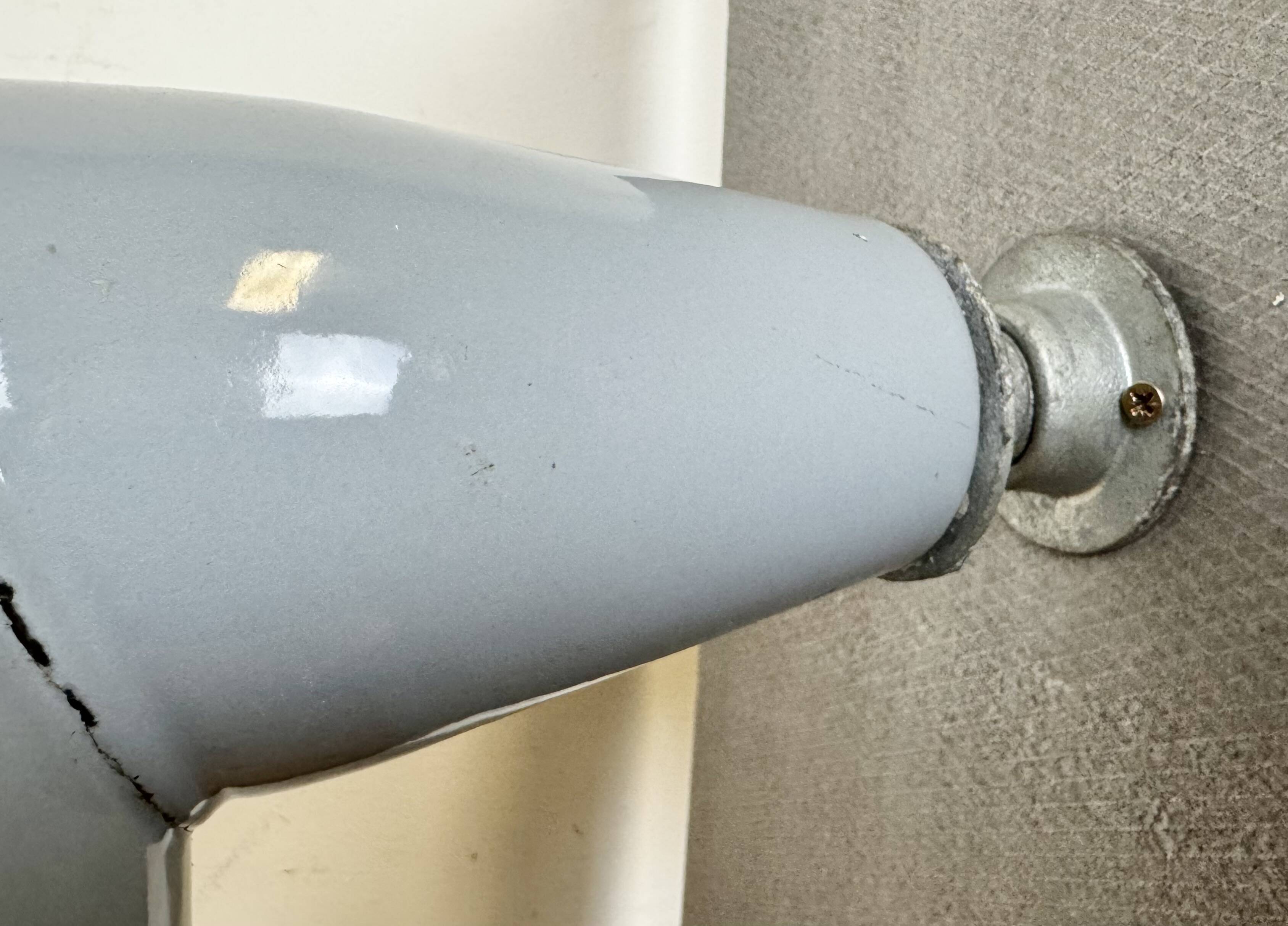 Industrial British Grey Enamel Factory Wall Lamp, 1960s