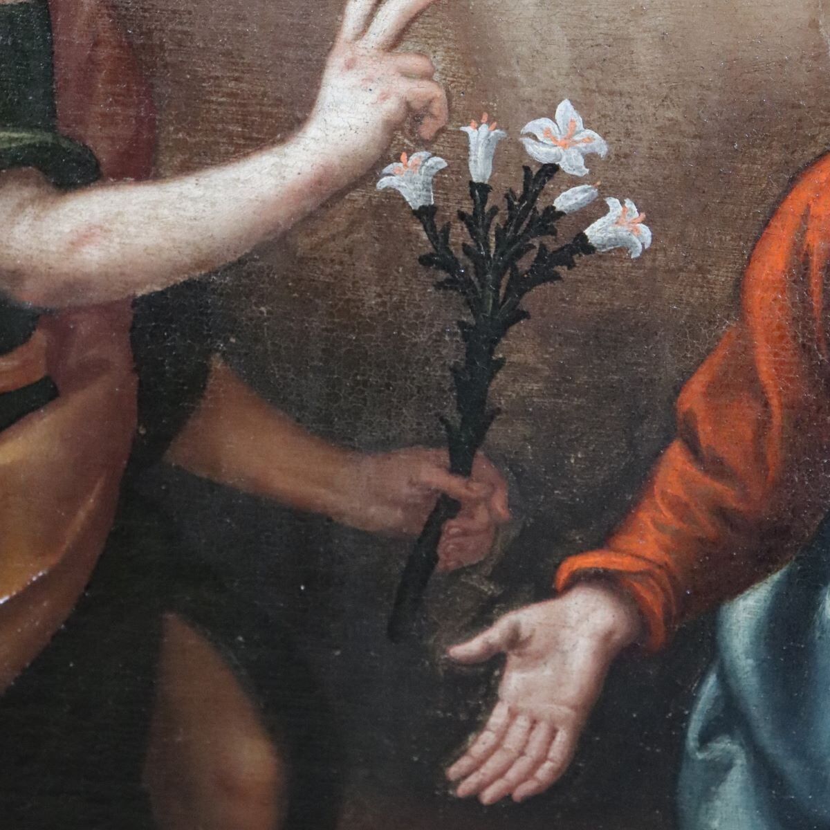 The Annunciation, Italy, 17th Century, Antique Oil Painting On Canvas