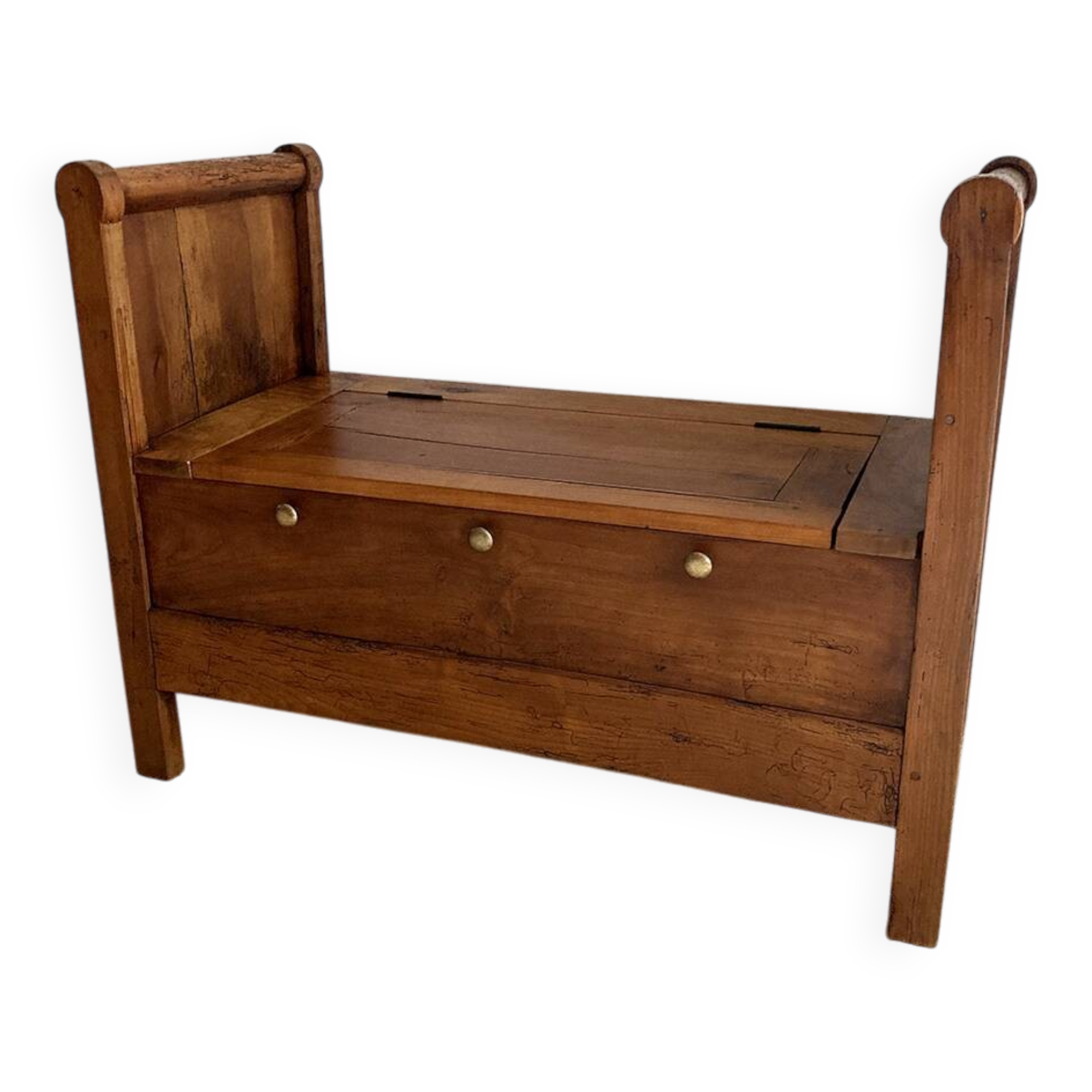 Old solid wood roller chest bench