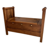Ancien banc coffre à rouleaux en bois massif