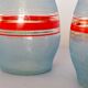 Vase year 50/60 blue granite glass, golden red stripes