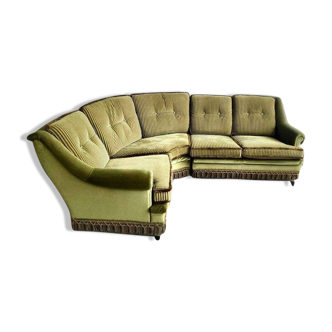 Siège d'angle vert mousse vintage / canapé d'angle / fauteuil