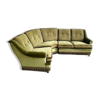 Vintage moss green corner seat / corner sofa / armchair