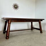 Old brutalist farm table designed by George Robert in pine from the 70s