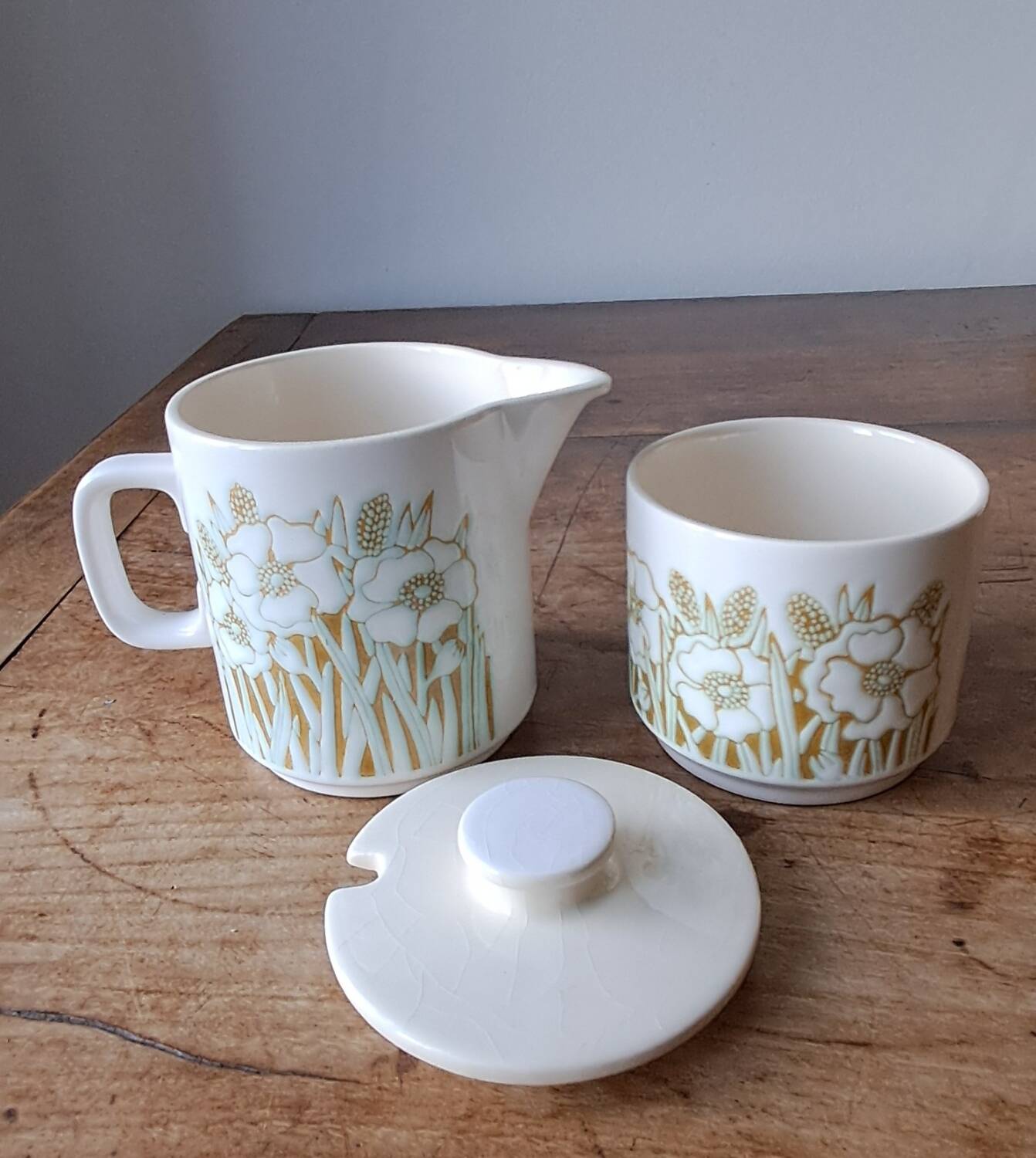 Pot à lait et confiturier Hornsea Fleur. 1970. England