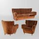 Melchiorre Bega Italian Mid-Century Velvet Armchairs, 1950s, Pair