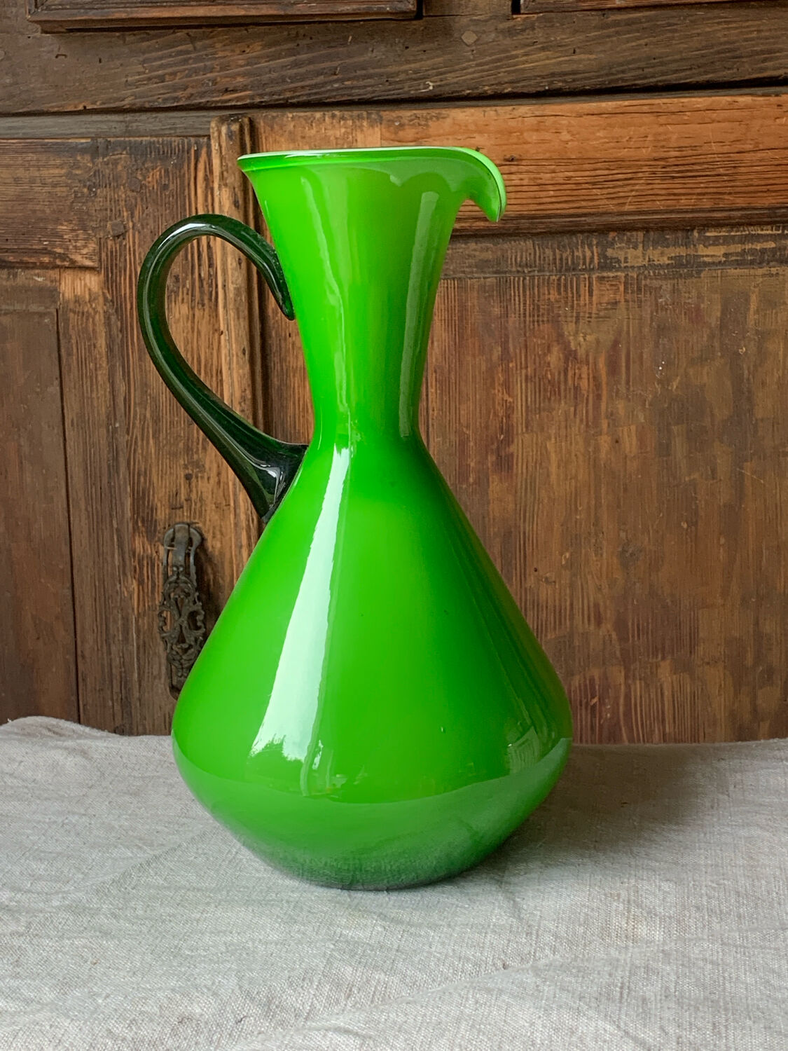 Empoli glass vase/carafe/ewer, 1960s