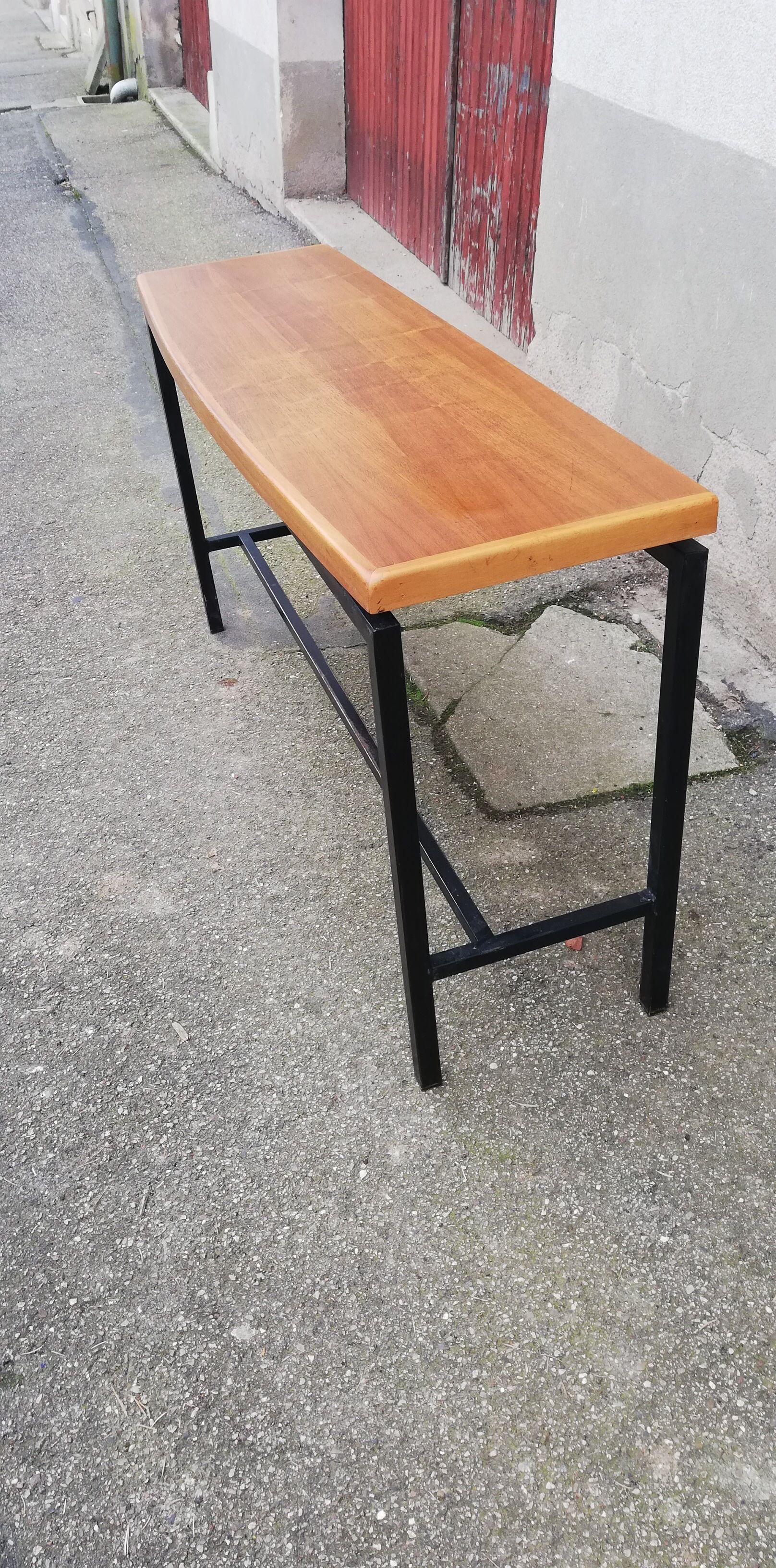 Vintage metal and wood console
