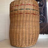High basket with woven straws