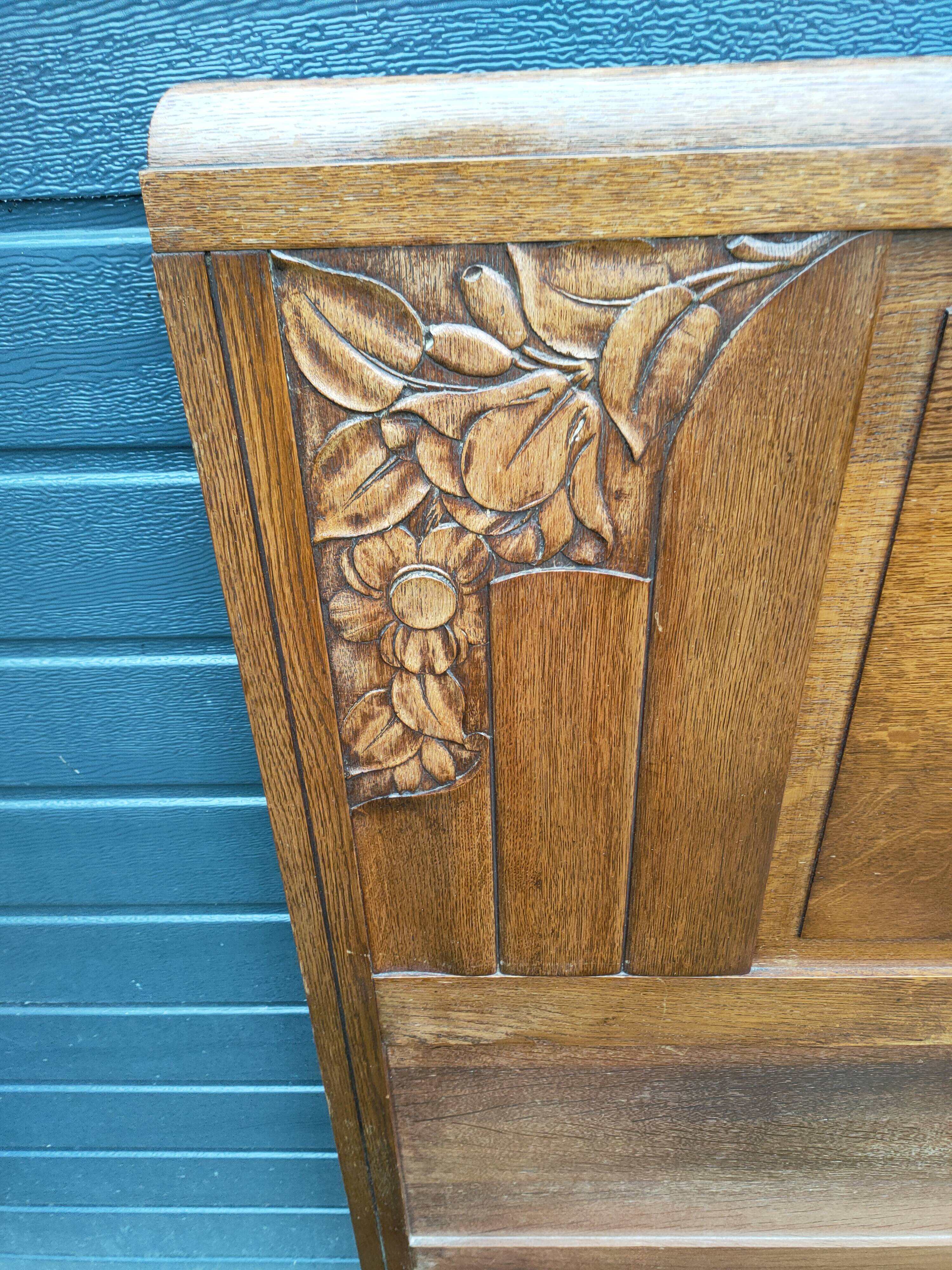 Solid oak headboard, 1920s-30s