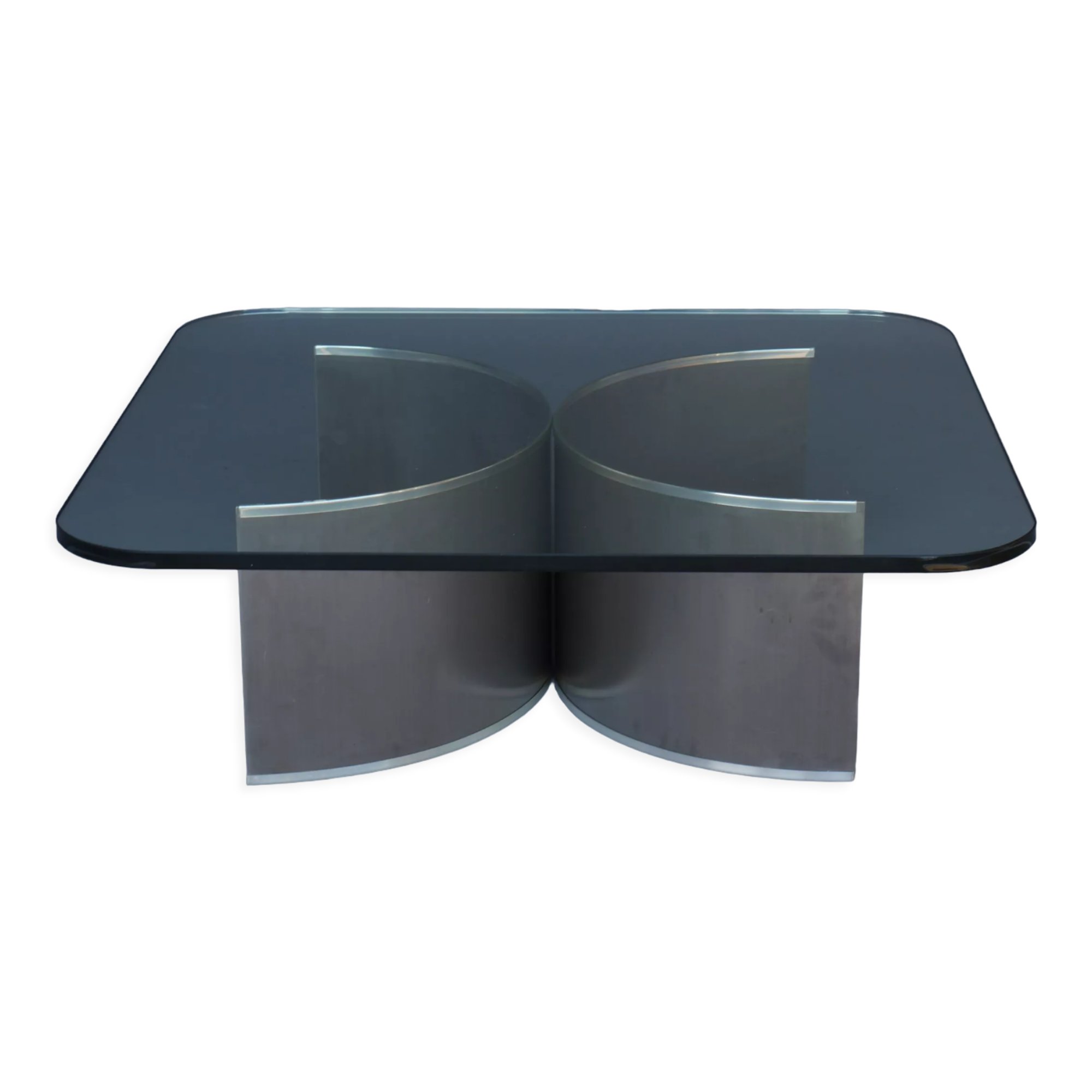 Stainless steel and glass coffee table, 1970s
