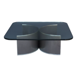 Stainless steel and glass coffee table, 1970s