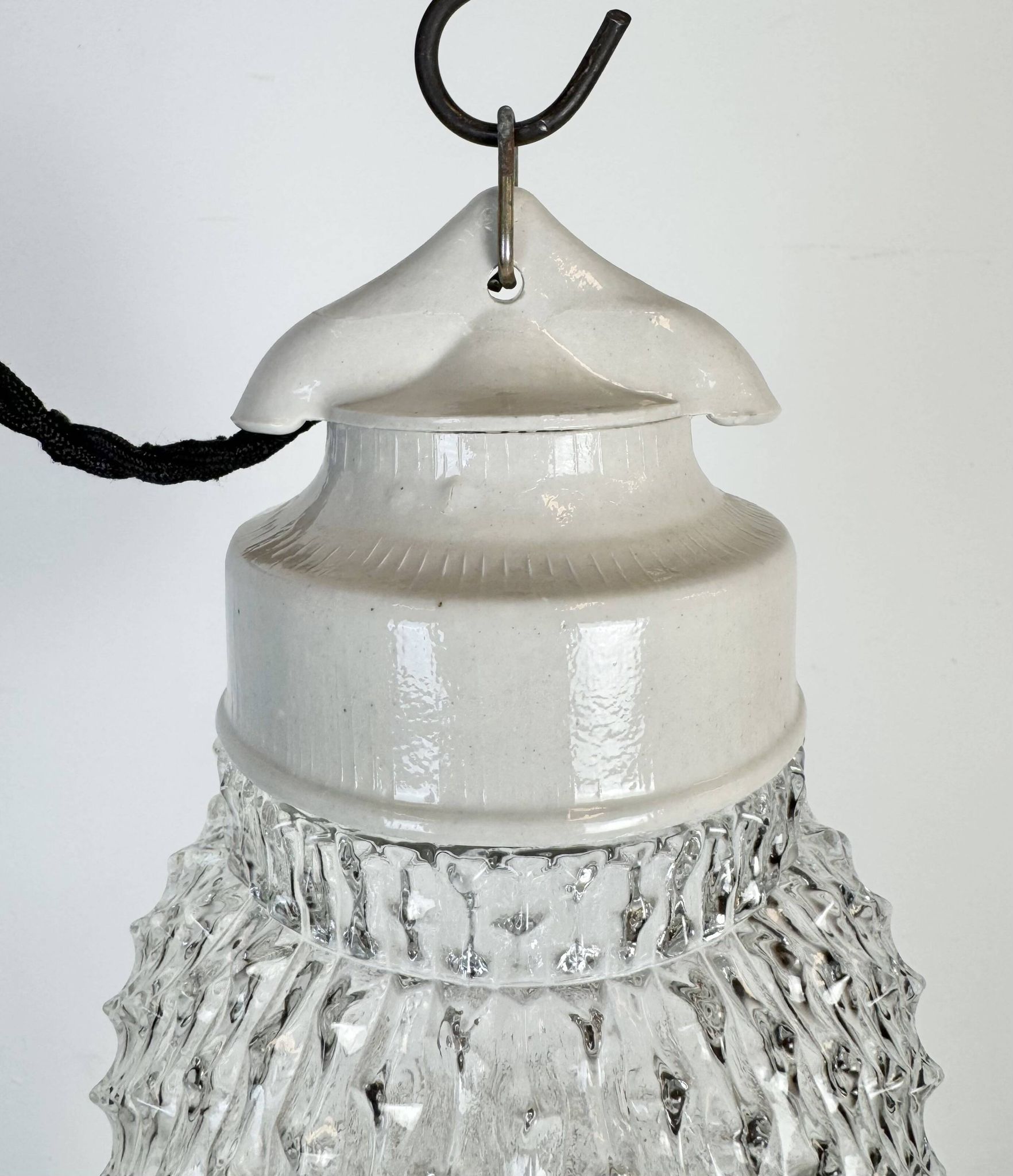 Vintage White Porcelain Pendant Light, 1970s