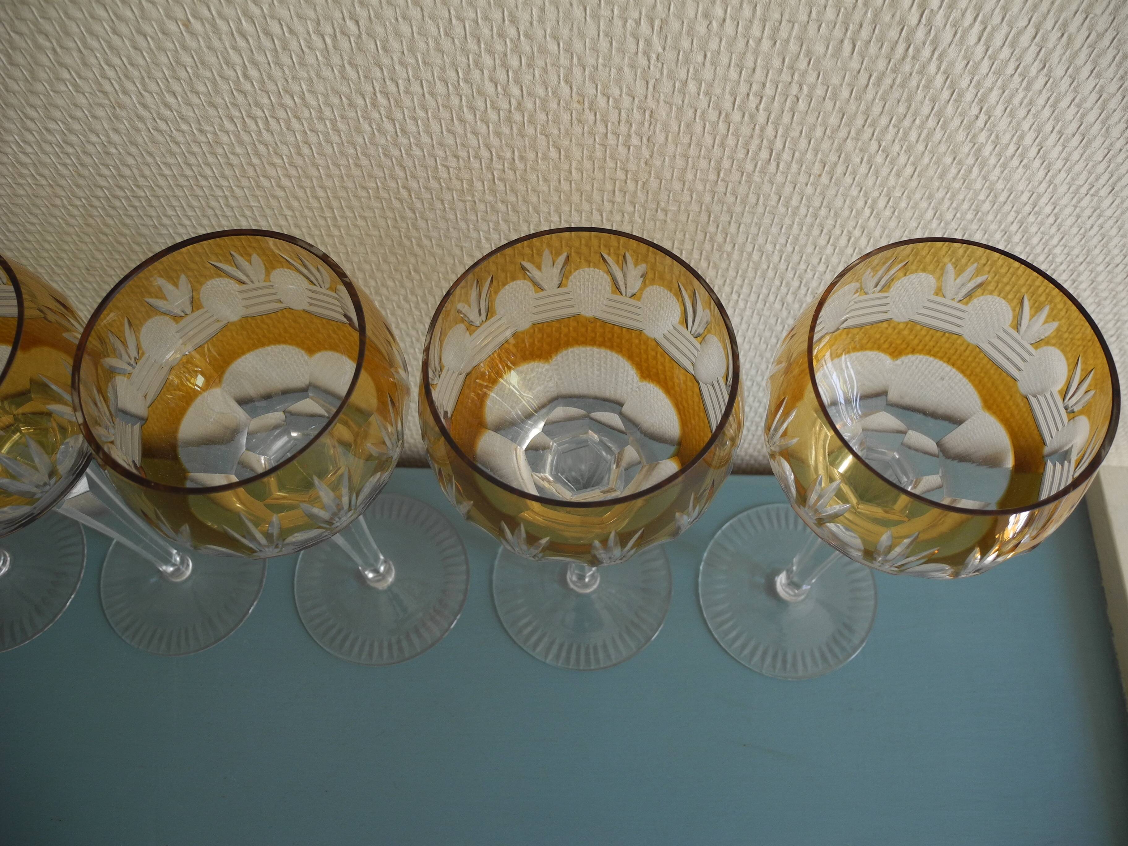 Set of 6 cut crystal wine glasses vintage crystal wine glasses