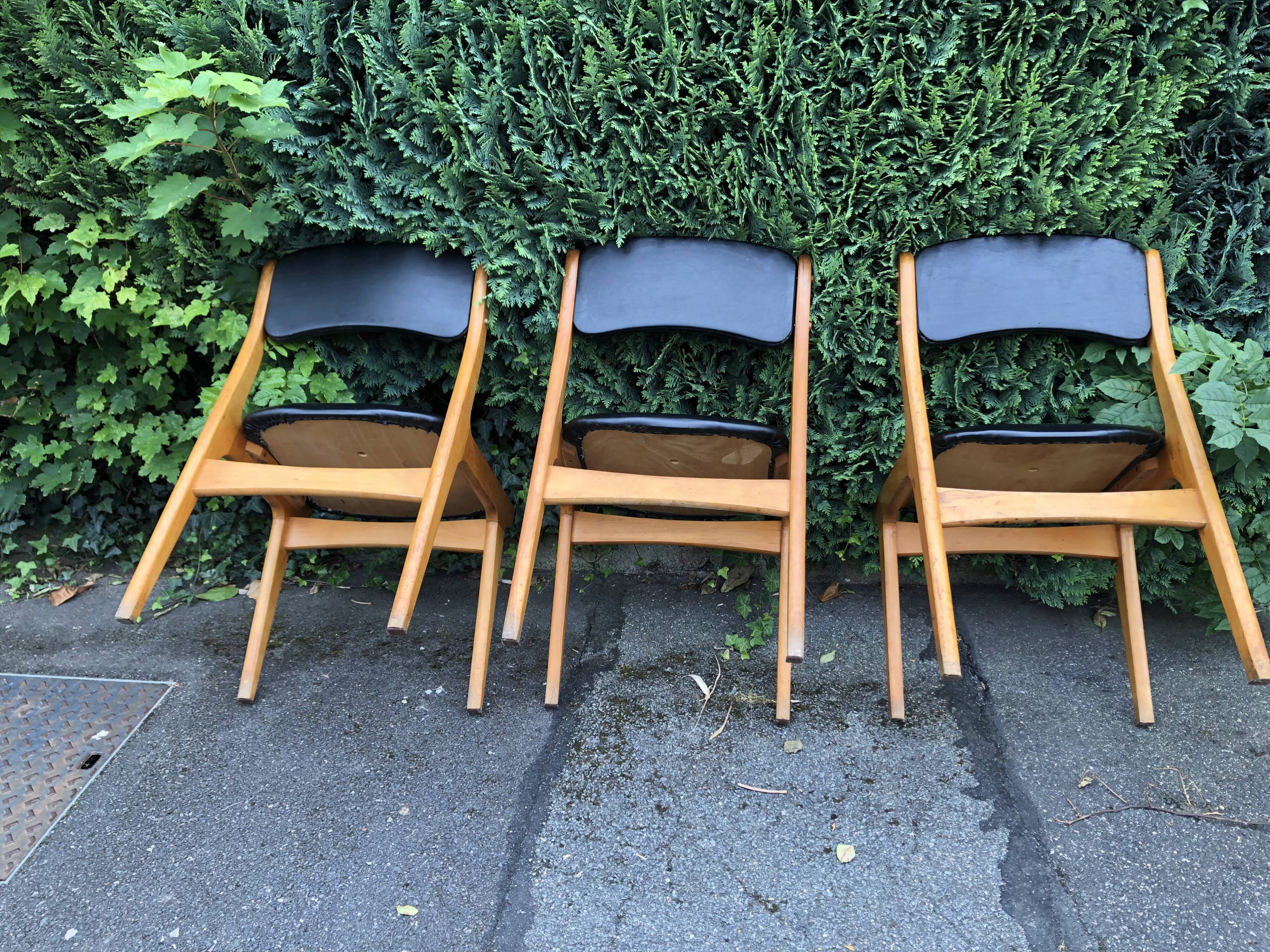 Scandinavian skay chairs and vintage blond wood 60s