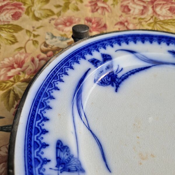 Assiette chauffante antique en ceramique et metal james dixon and sons shef