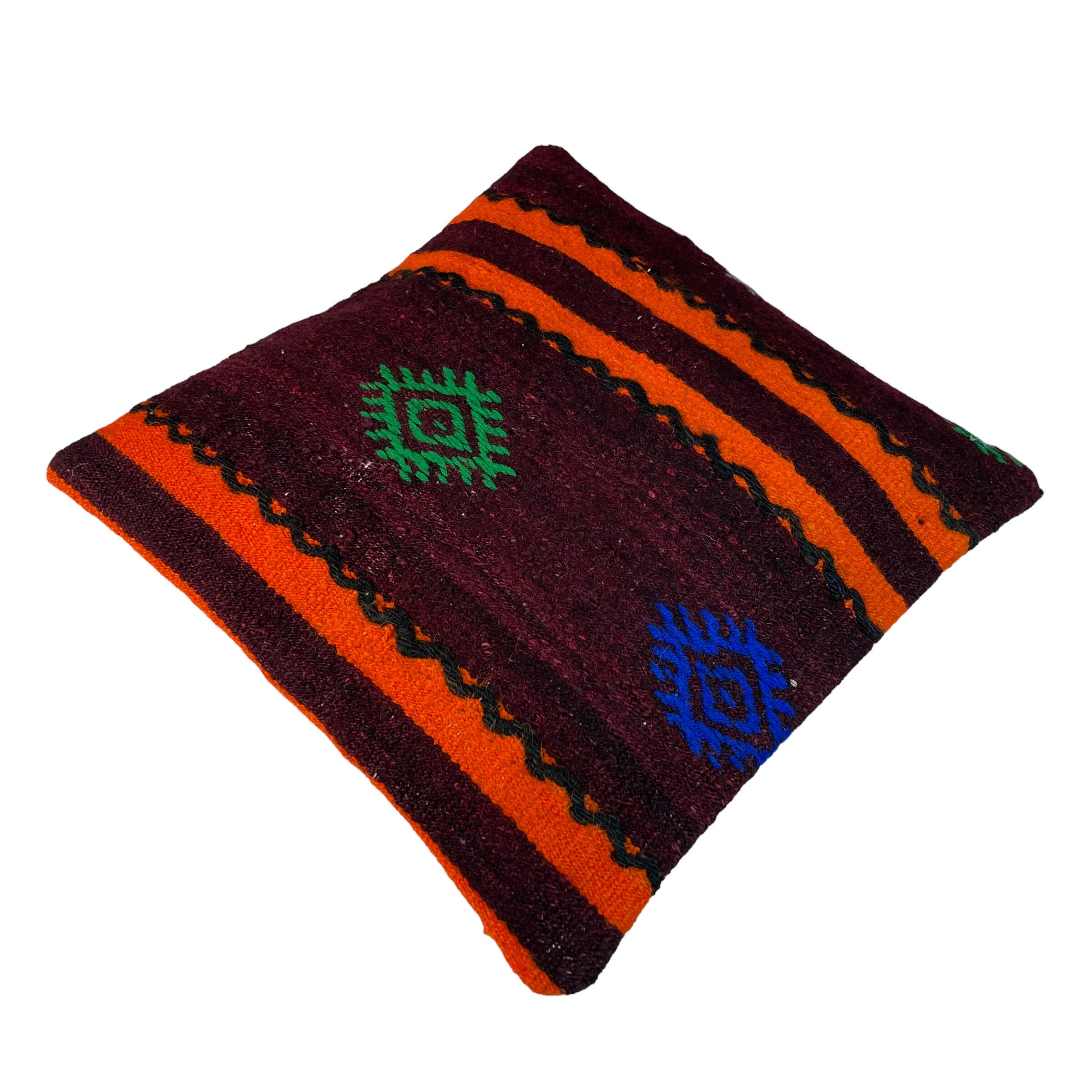 Vintage turkish kilim cushion cover , 40 x 40 cm