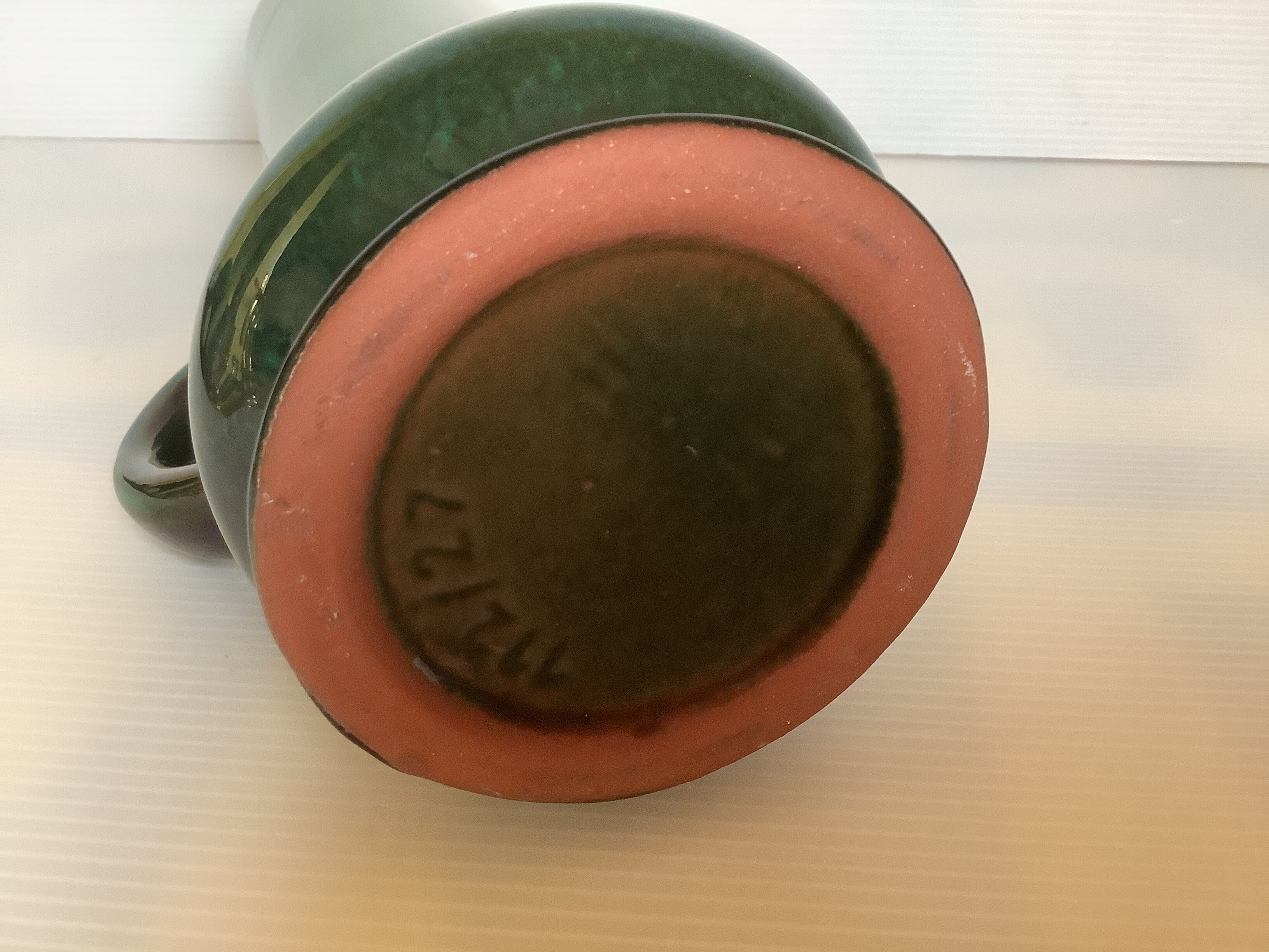 Green ceramic vase style W Germany