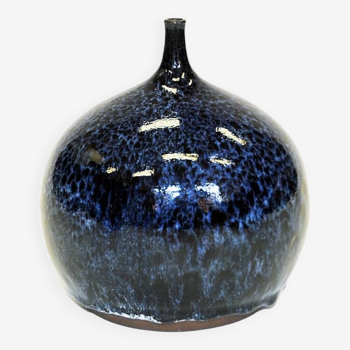 Blue Glazed Ceramic Vase by Bror Börsum 1960s Sweden