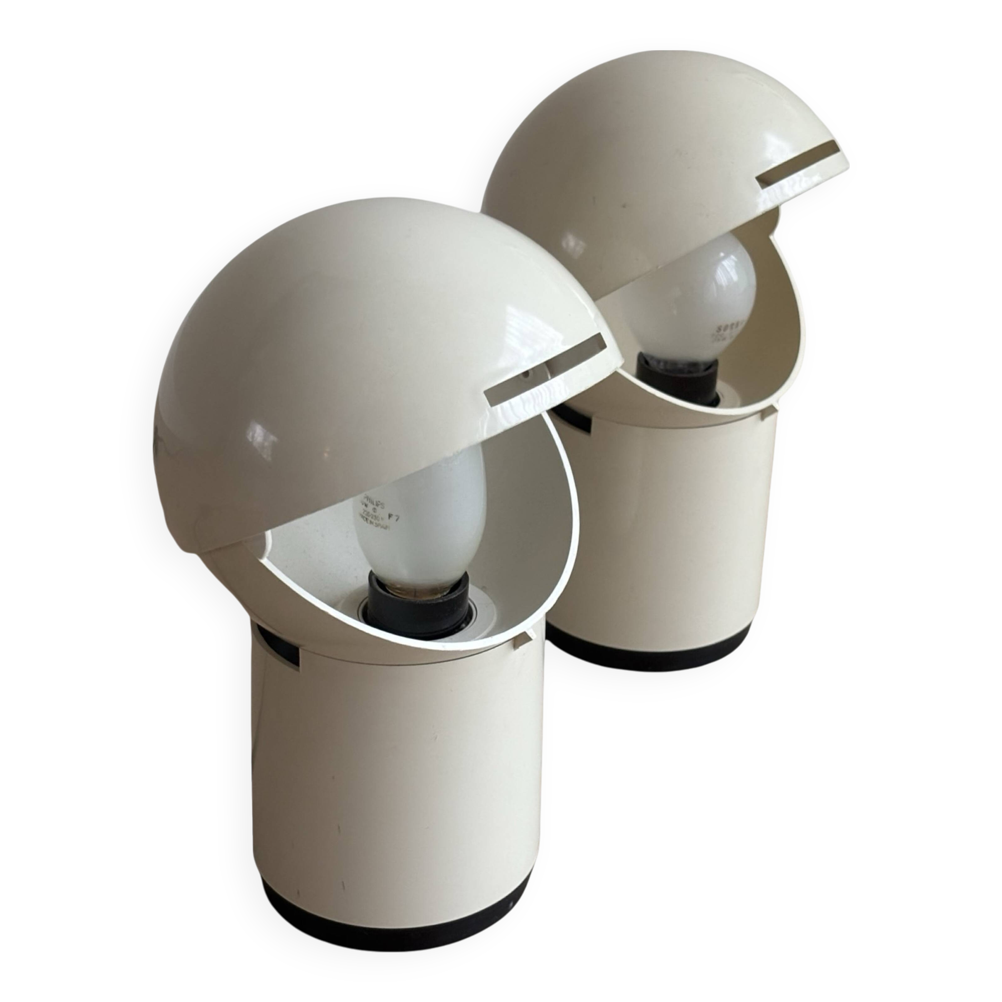 Set of two Vintage 'Pac-Man' Asteroidi Siberin Caronno table lamp Italy 70's design