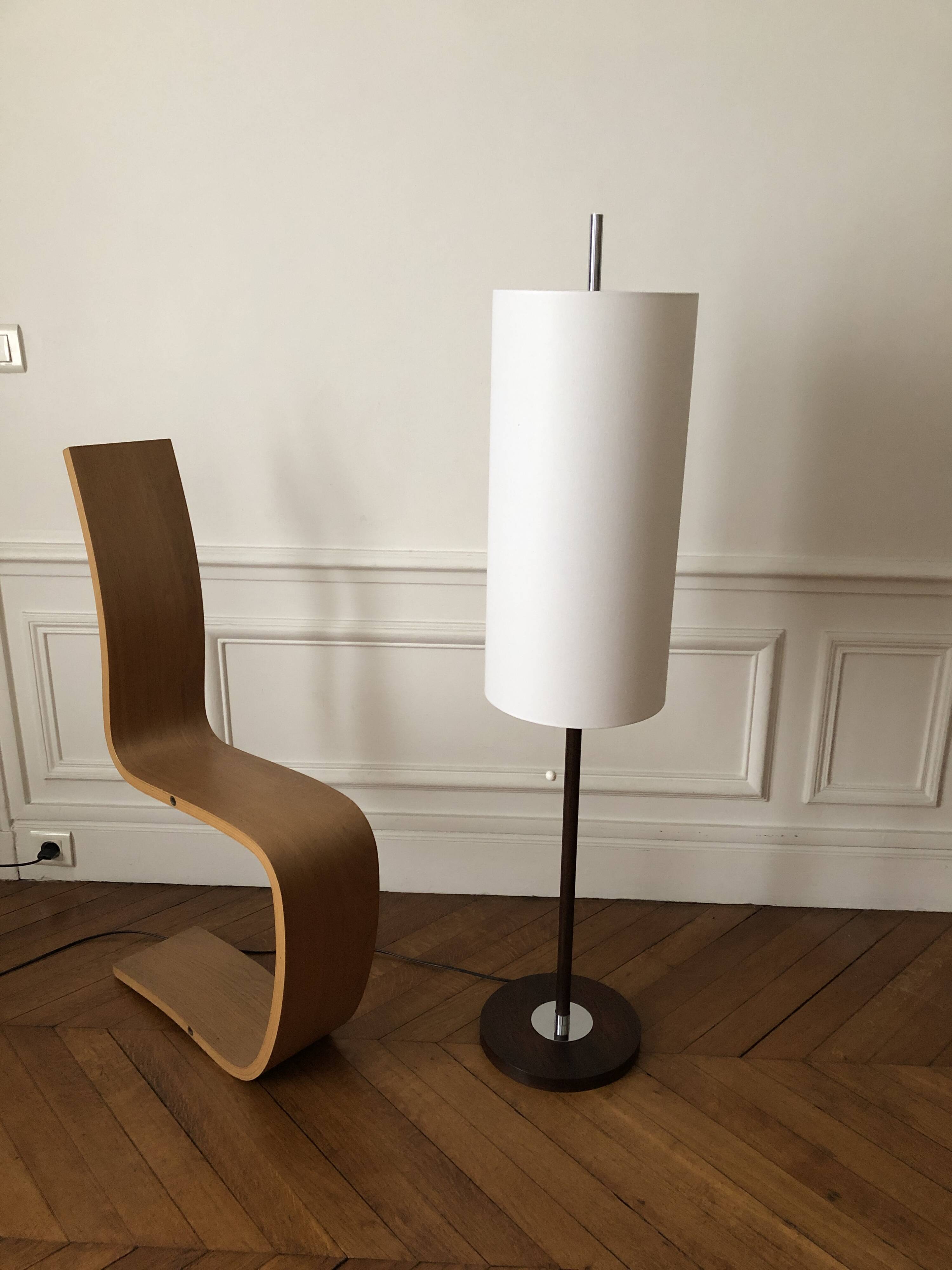 Monix floor lamp, height adjustable in chrome and wood - Paris 1960