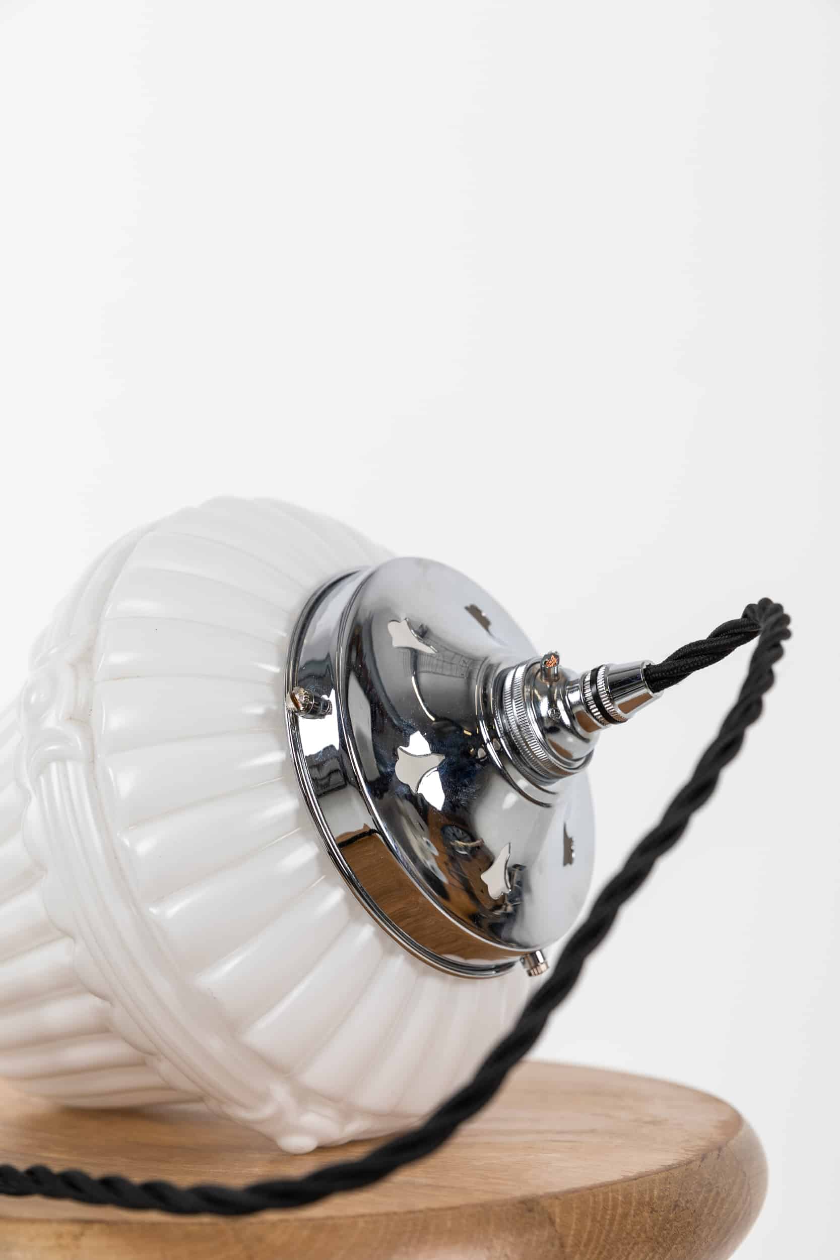 Ornate moulded art deco opaline pendant lamp