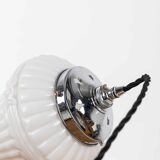 Ornate moulded art deco opaline pendant lamp