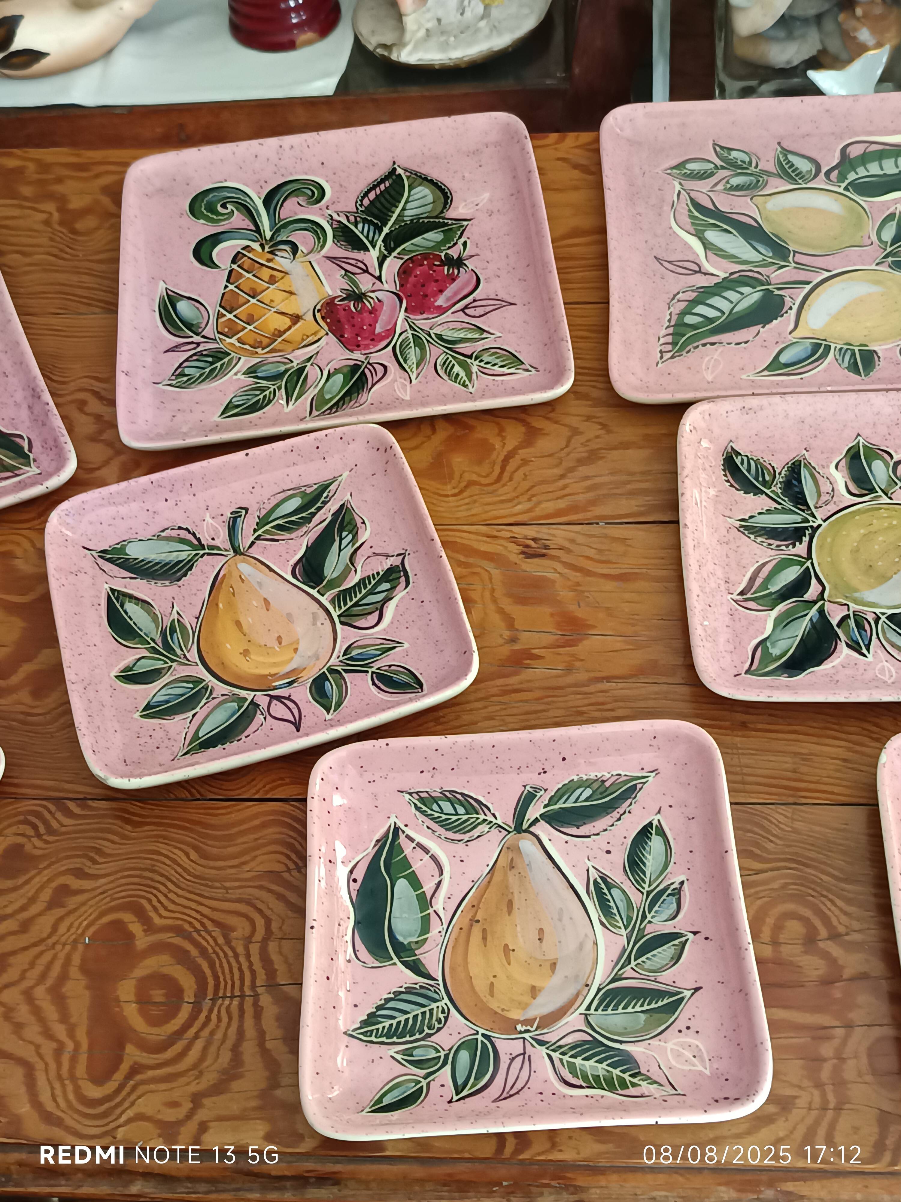 Set of 10 vintage enameled earthenware plates Renouveau Cagnes sur Mer