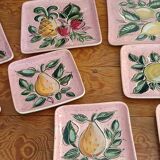 Set of 10 vintage enameled earthenware plates Renouveau Cagnes sur Mer