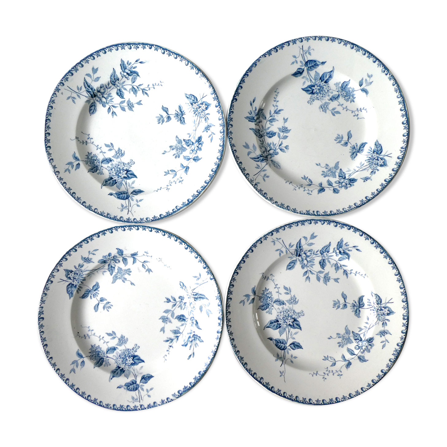 Set de 4 assiettes plates Saint Amand Hamage, modèle Caïffa