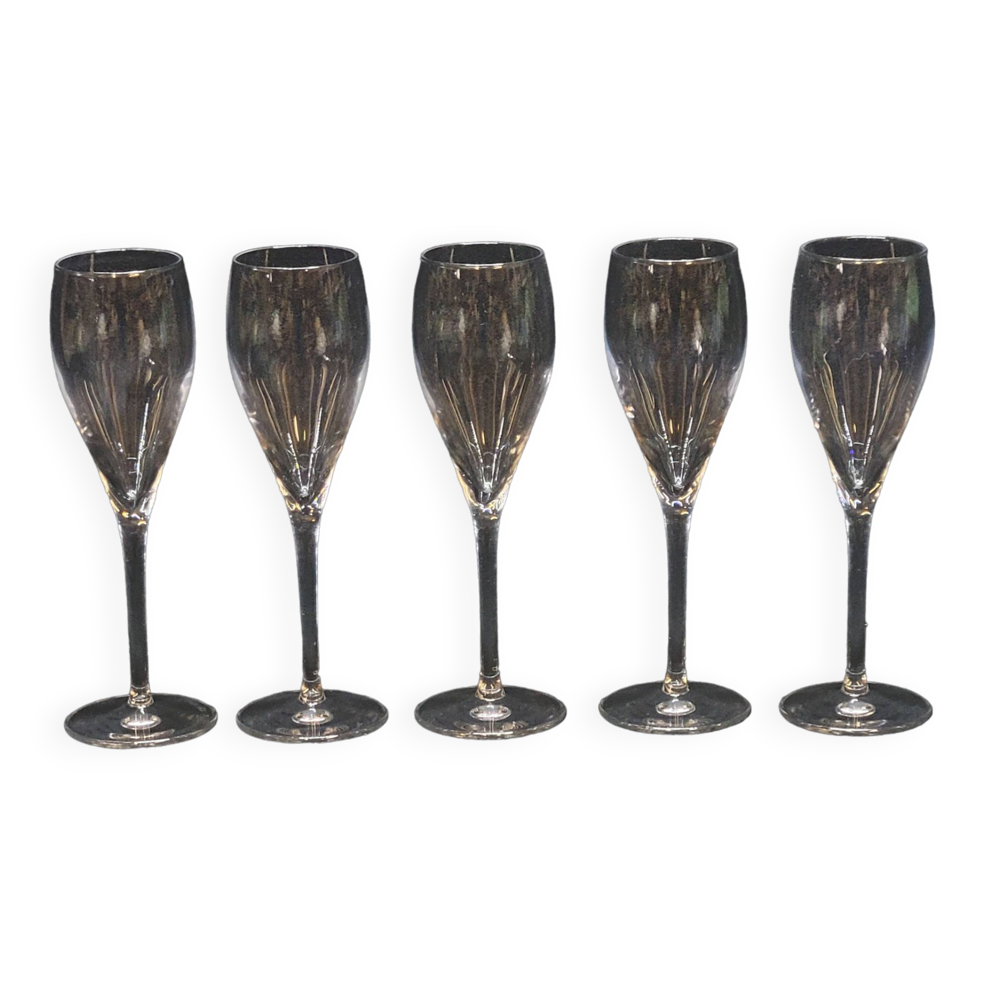 5 Guy Degrenne Crystal Champagne Flutes