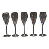 5 Flûtes À Champagne Guy Degrenne En Cristal