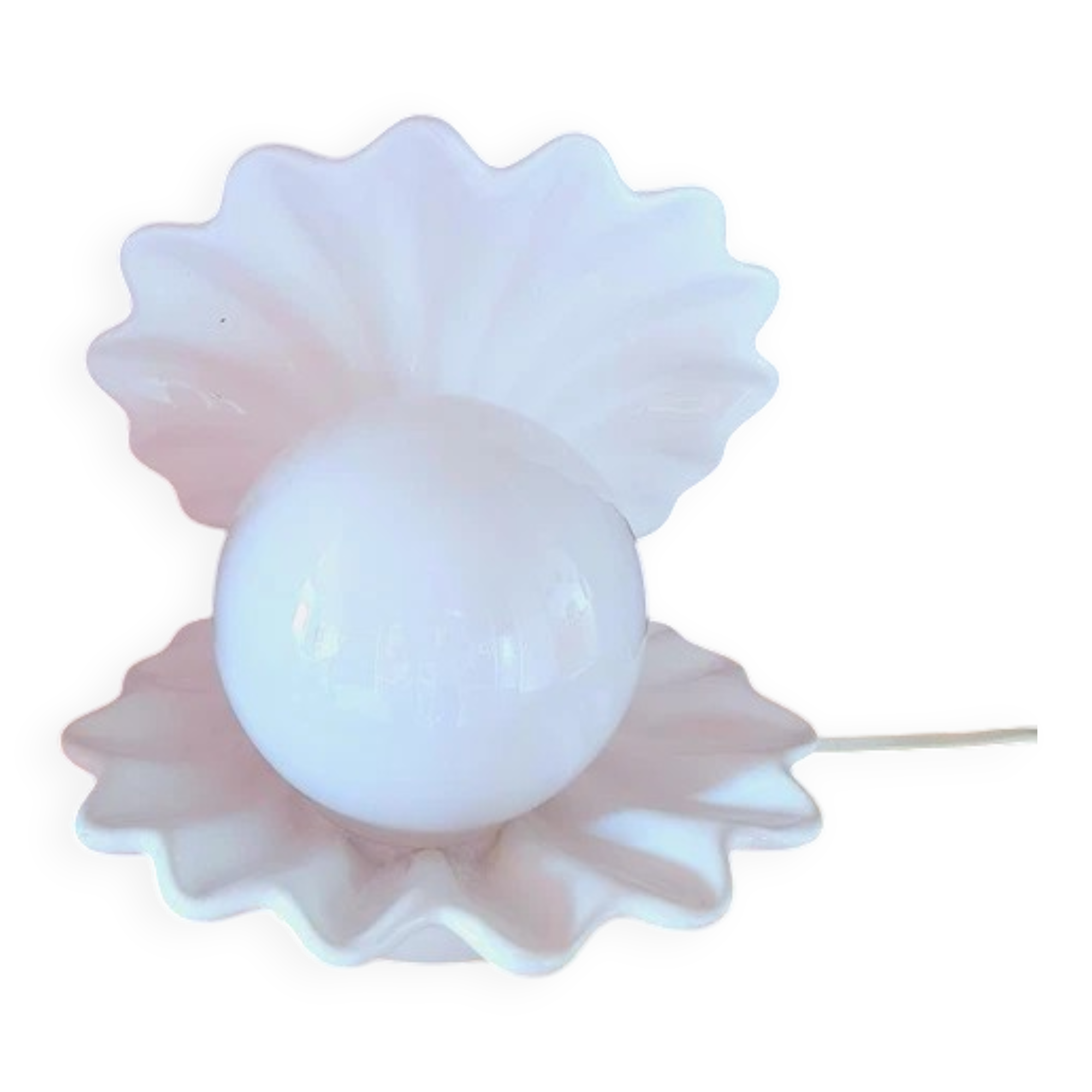 Ceramic and opaline shell lamp from the 80s