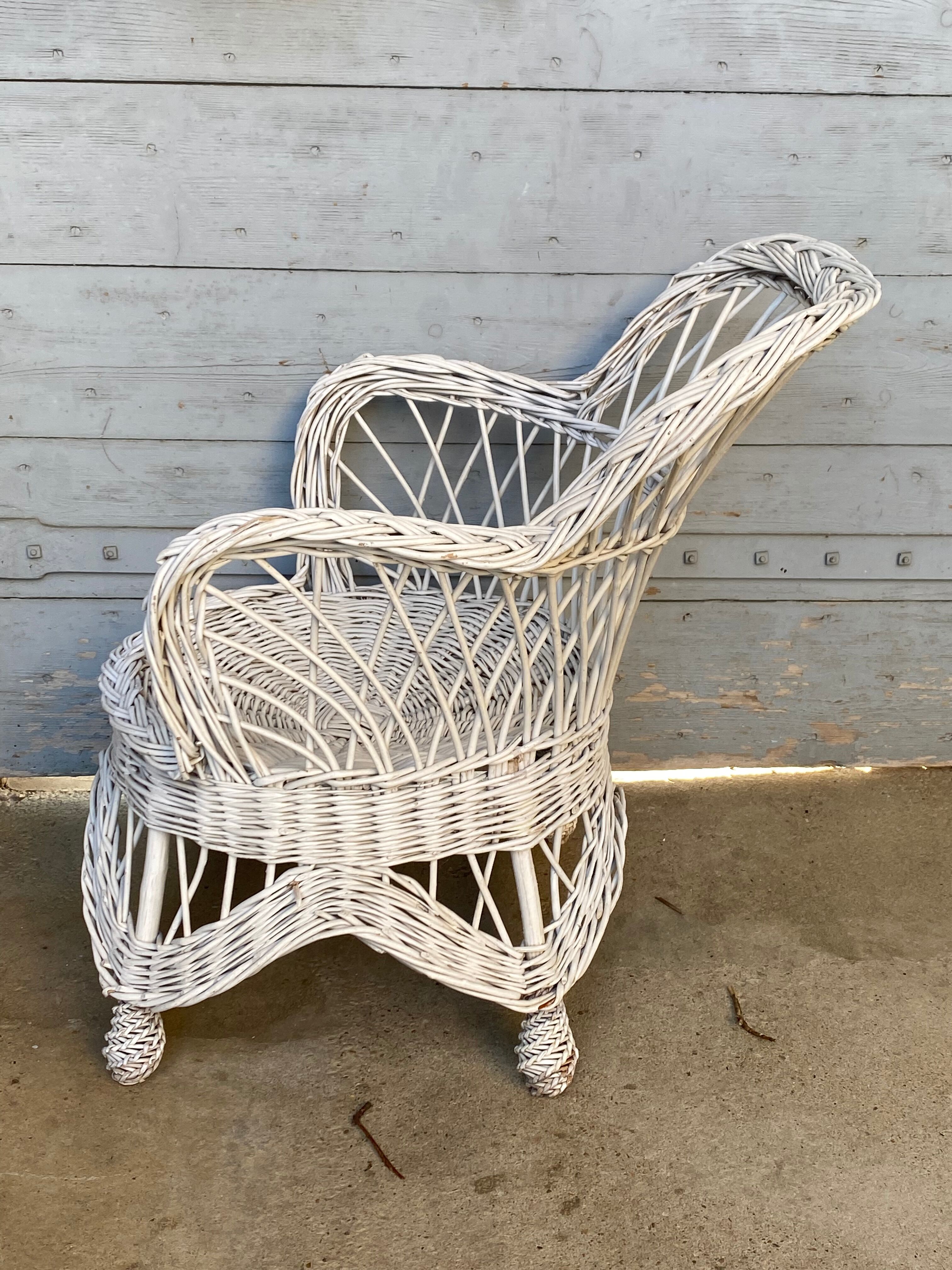 White rattan armchair