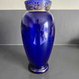 Vase en verre émaillé bleu cobalt Art Déco