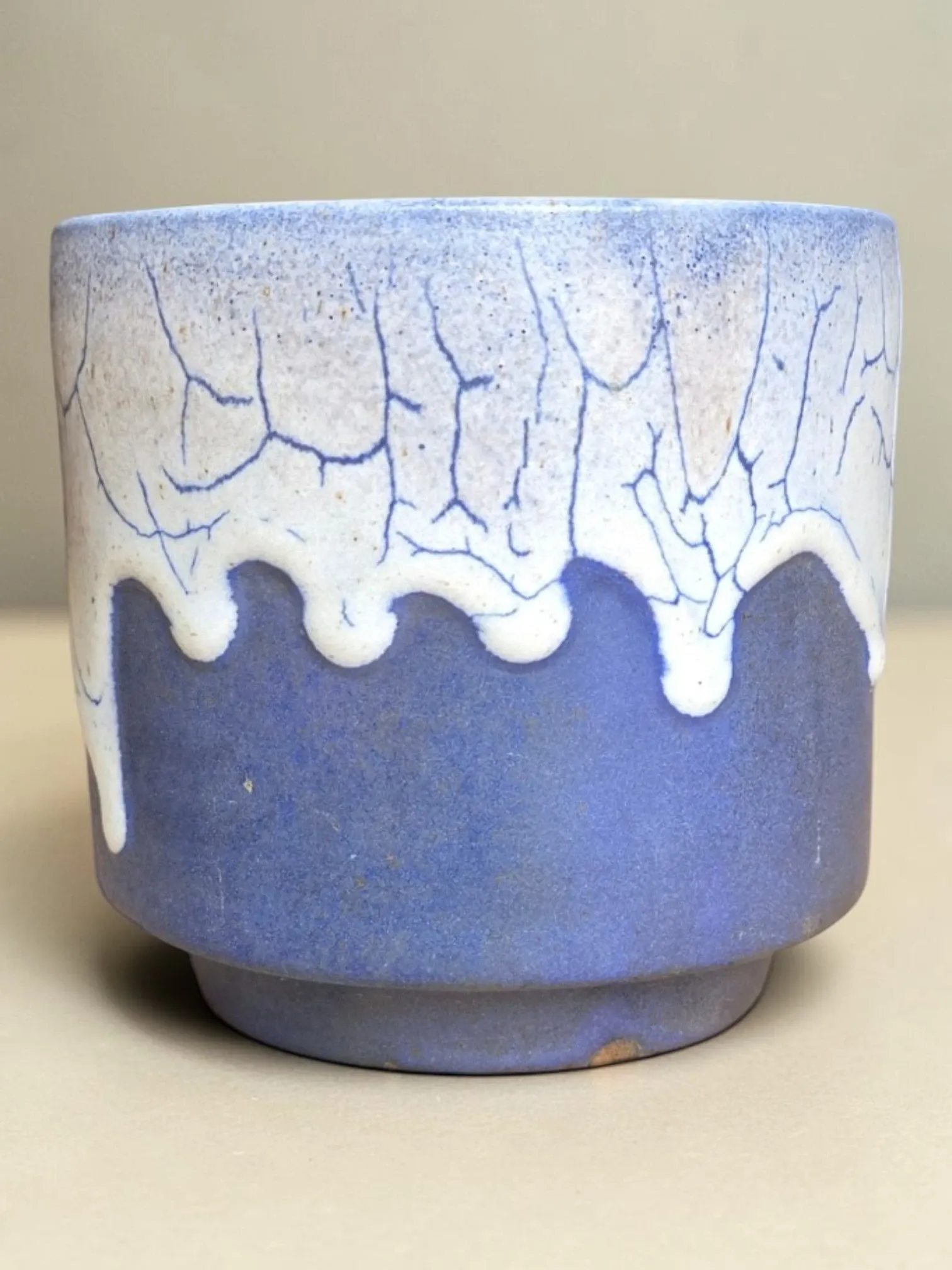 Pointed Léon stoneware cachepot / Puisaye - early 20th century