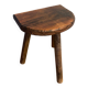 Antique milking stool tripod wood half moon seat vintage