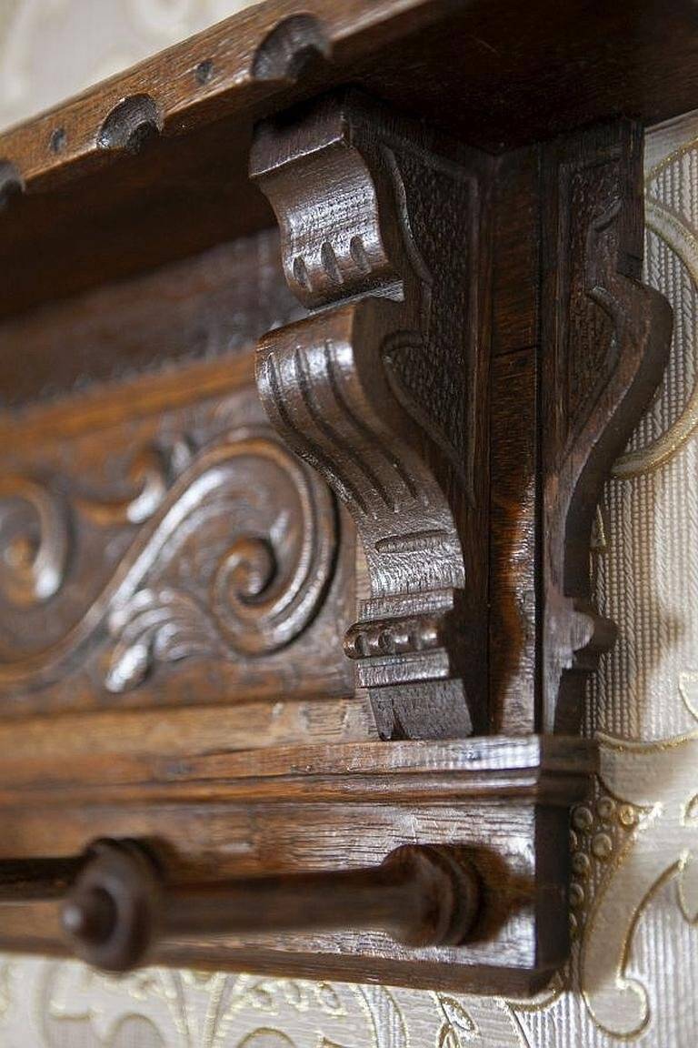 Early 20th Century Oak Coat Rack in Dark Brown, 1950s