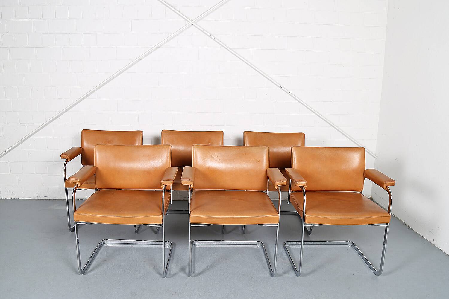 Set of 6 De Sede RH 305 Dining Chairs by Robert Haussmann in Cognac Leather