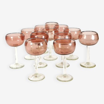 Set of 12 artisanal glasses 1960