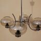 Chandelier 70s metal chrome with 4 glass globes