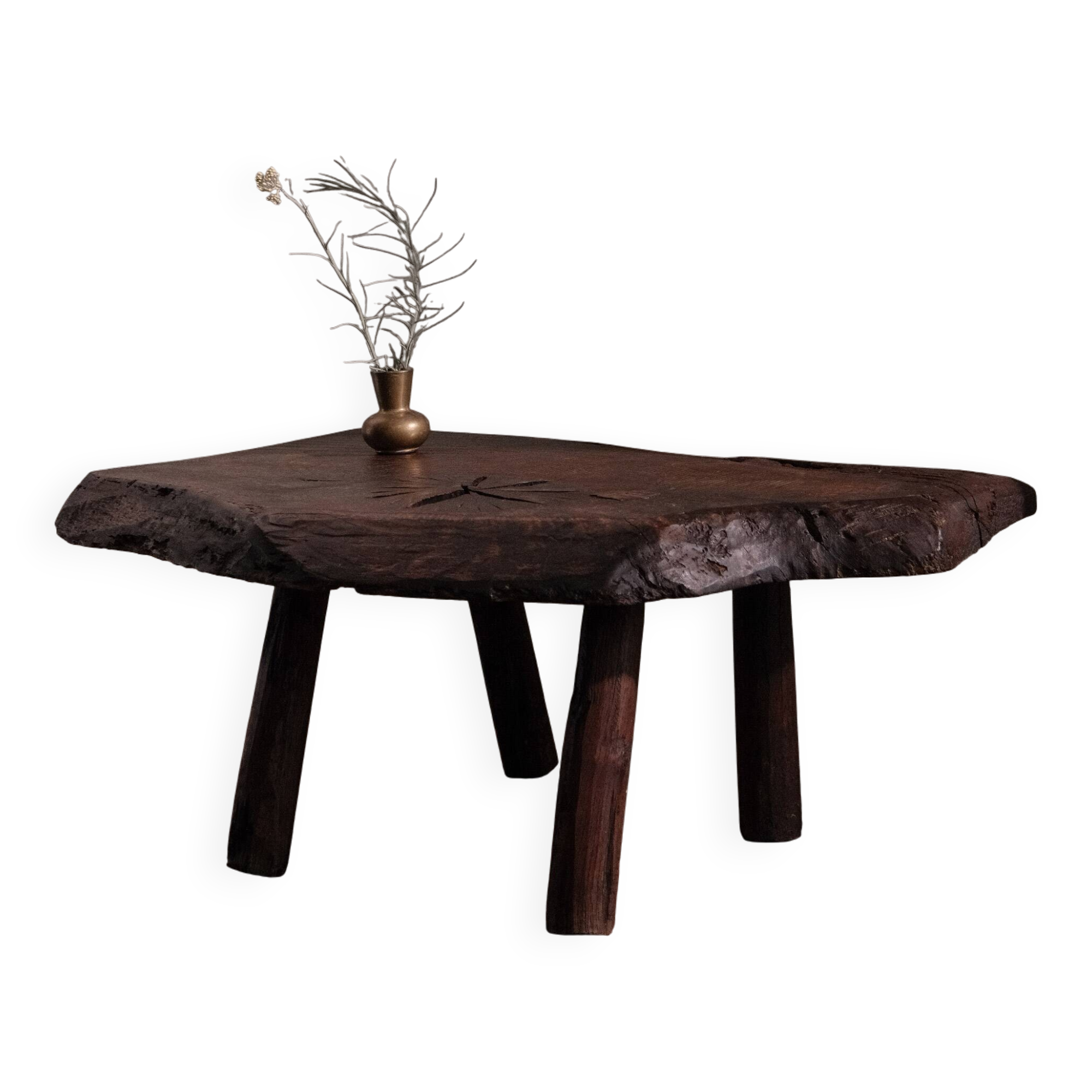 Coffee table in solid wood with organic shape