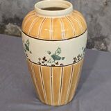 Orange and green ceramic vase with duck motif