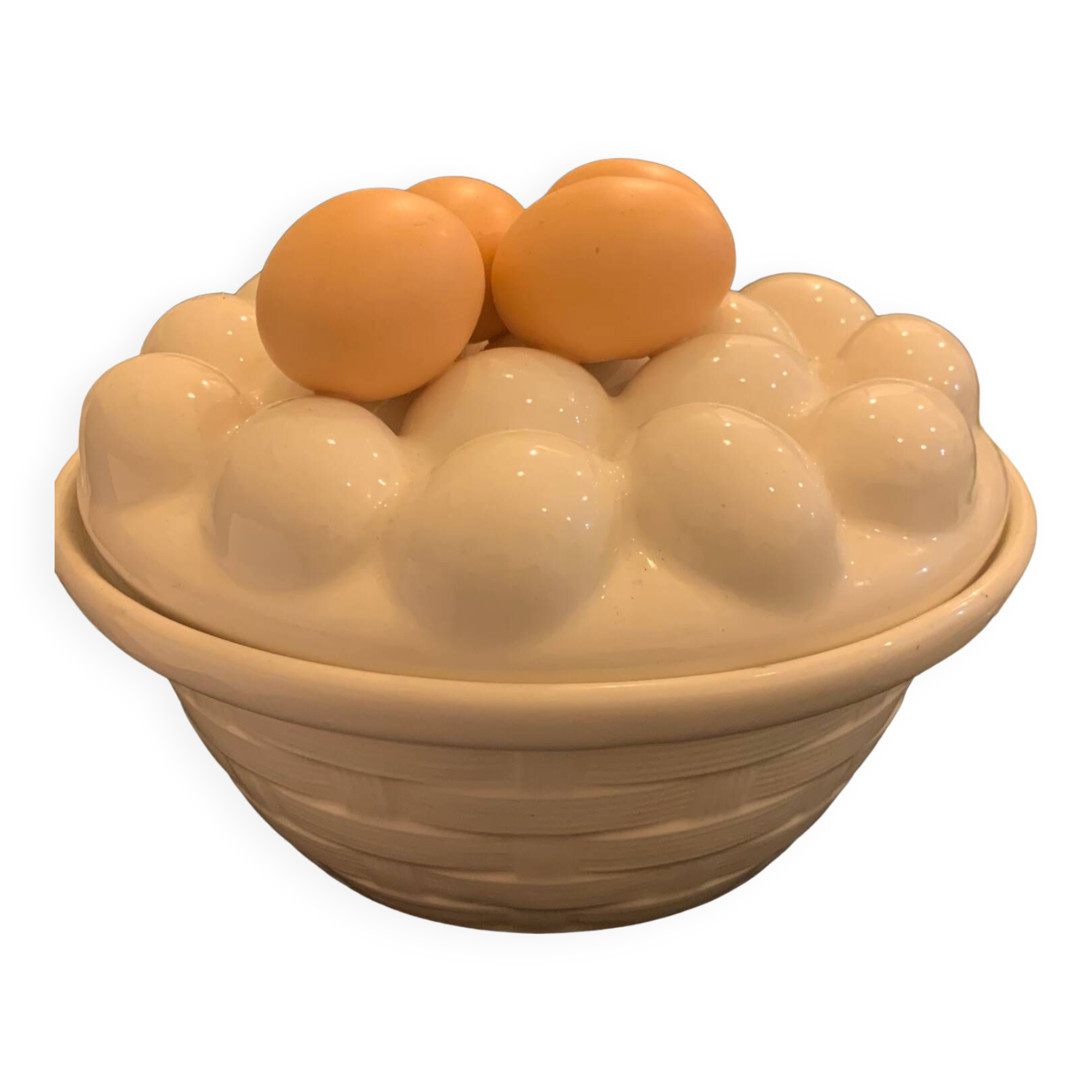 Trompe i'oeil ceramic slip egg box